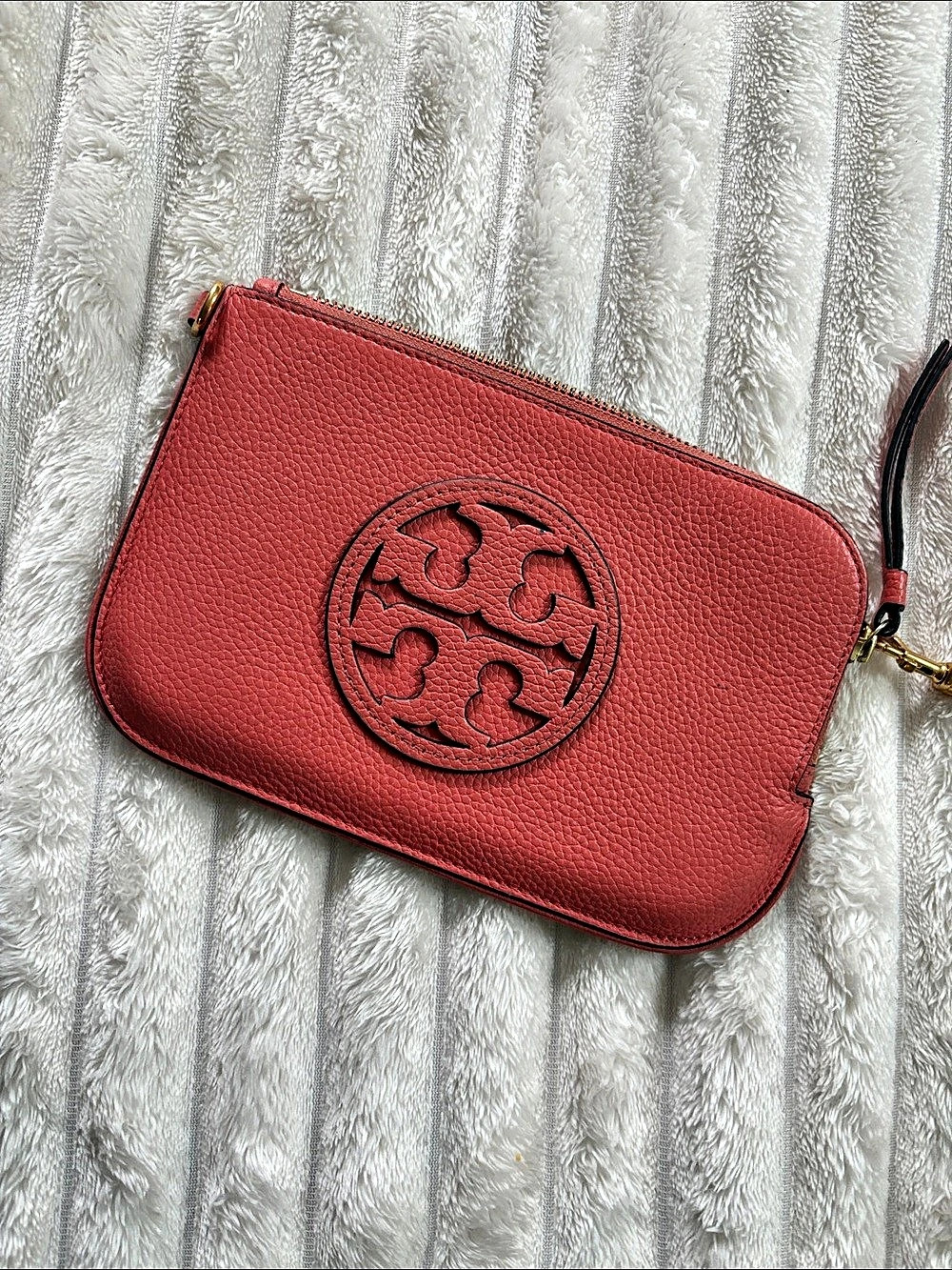 Tory Burch Miller Leather Wristlet Red